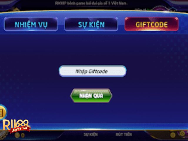 Hướng dẫn cách lấy giftcode Rikvip